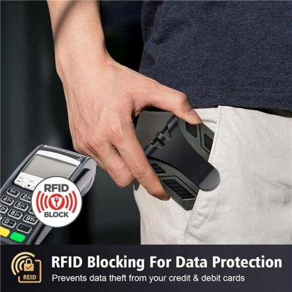 Mens Slim Wallet With Money Clip: Minimalist RFID Blocking Credit Card Holder - Picture 3 of 8